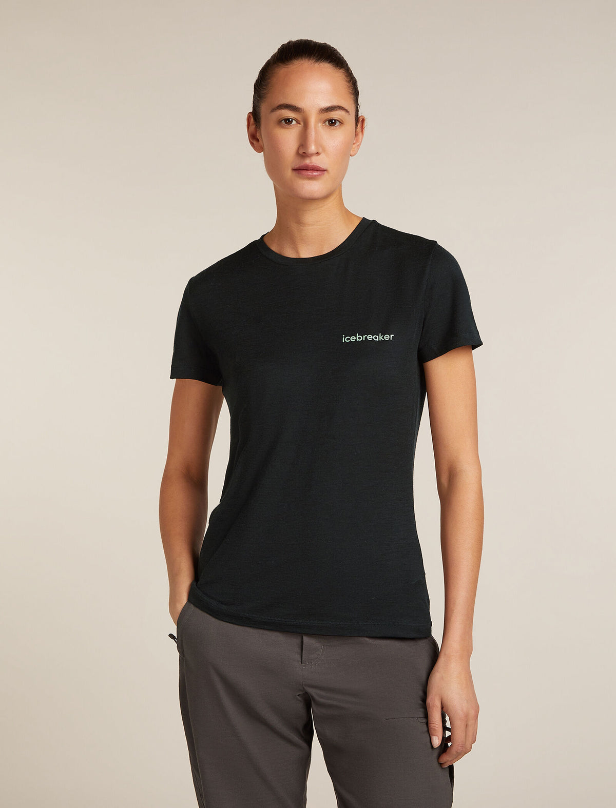 Women's Merino 150 Tech Lite Short Sleeve T-Shirt IB Wordmark Black - 1