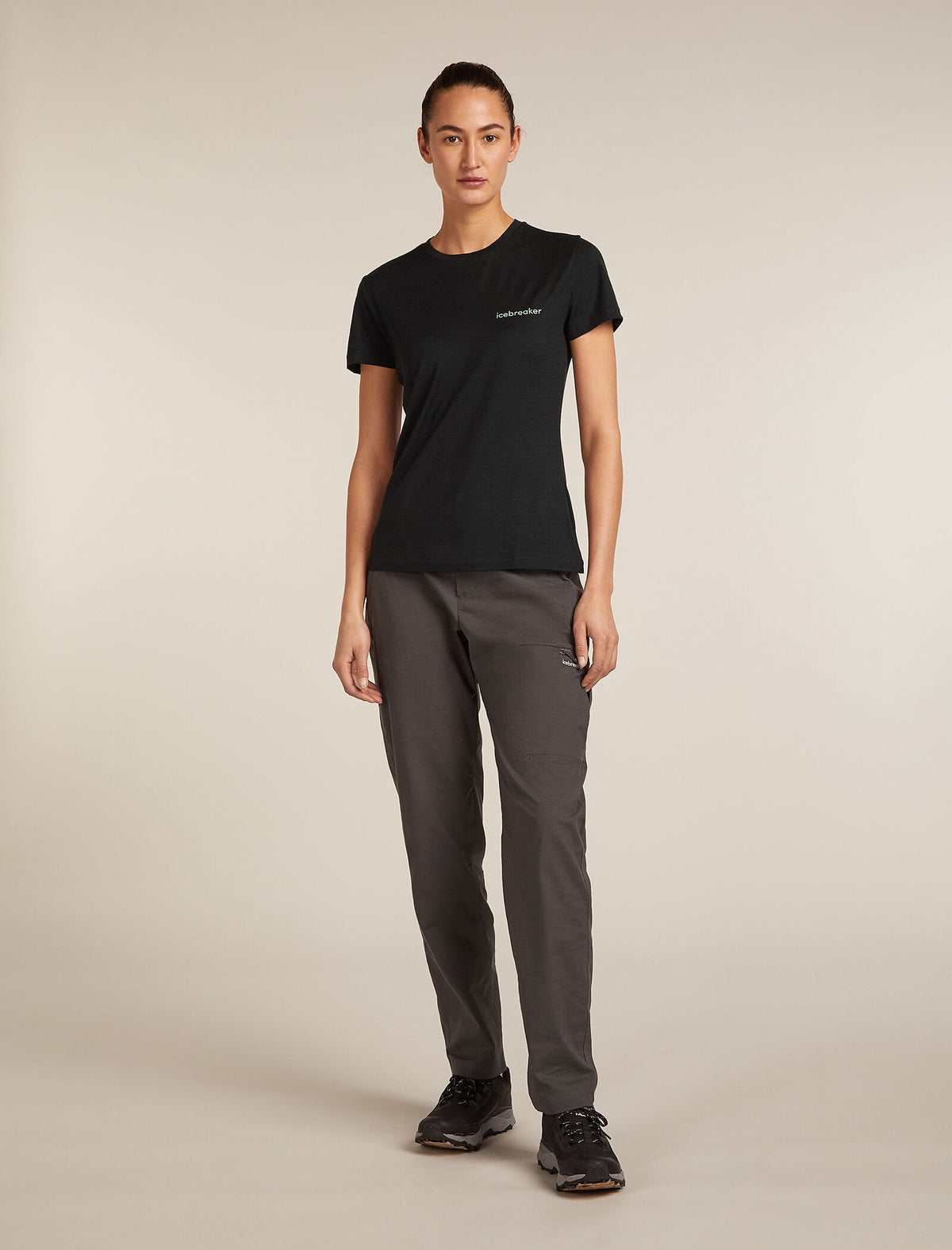 Women's Merino 150 Tech Lite Short Sleeve T-Shirt IB Wordmark Black - 3