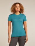 Women's Merino 150 Tech Lite Short Sleeve T-Shirt IB Wordmark Topaz - 1