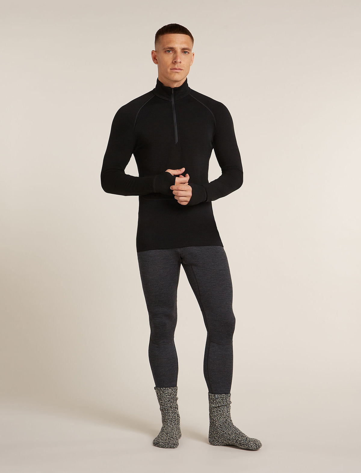 Men's Merino 200 ZoneKnit™ Long Sleeve Half Zip Thermal Top Black - 10