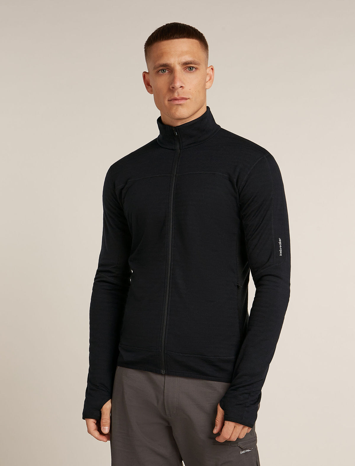 Men's Merino Blend 300 RealFleece™ Descender Long Sleeve Zip Jacket Black - 1