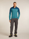 Men's Merino Blend 300 RealFleece™ Descender Long Sleeve Zip Jacket Topaz/Atlantis - 3