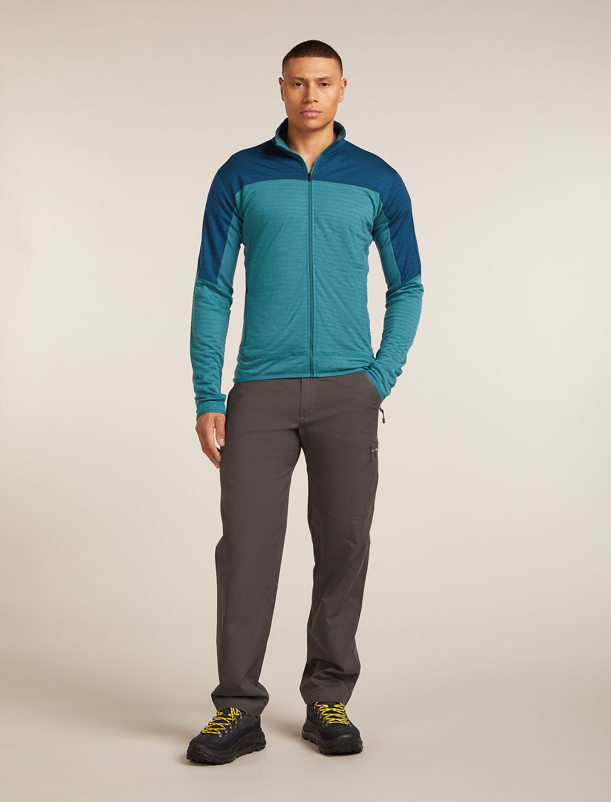 Men's Merino Blend 300 RealFleece™ Descender Long Sleeve Zip Jacket Topaz/Atlantis - 3