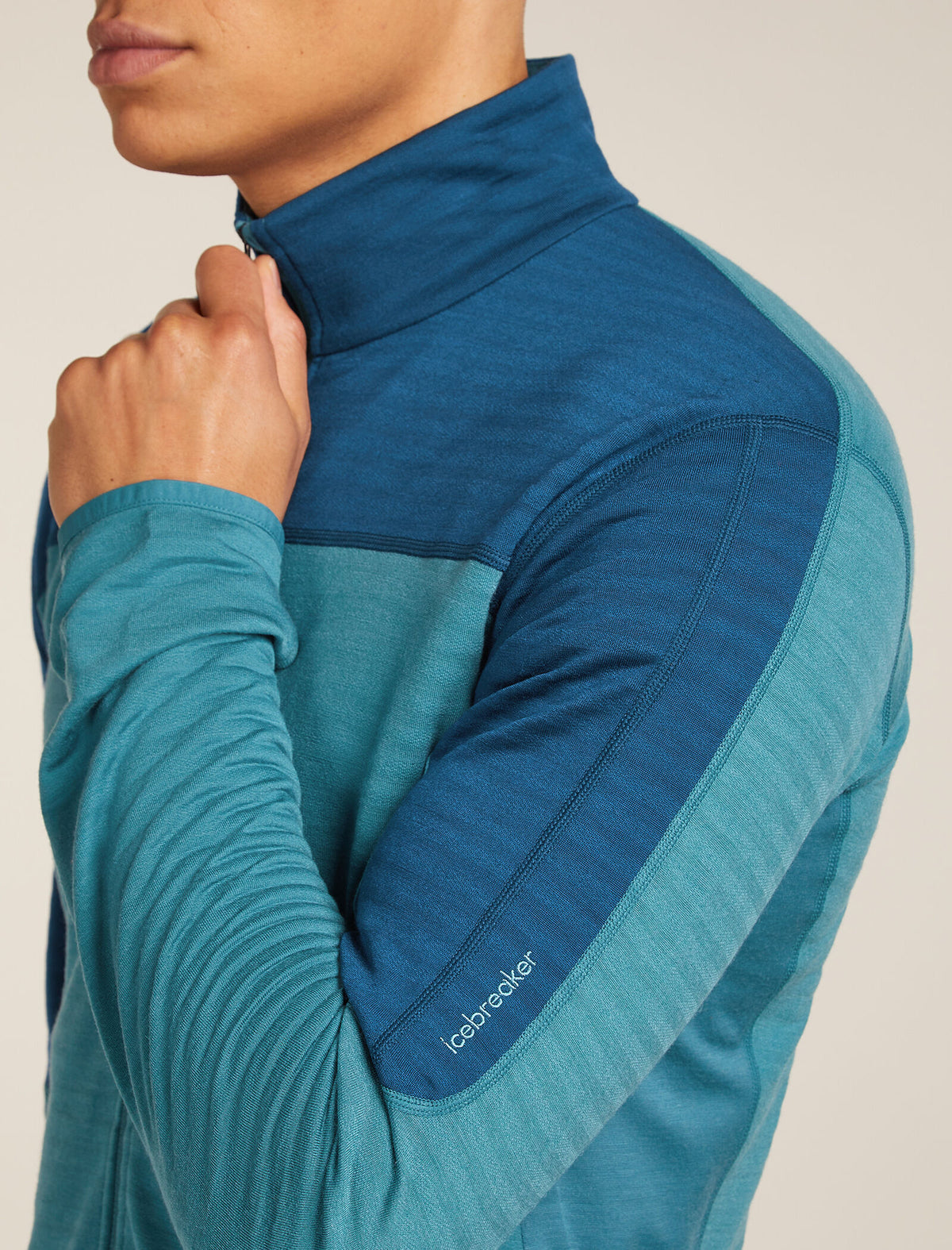 Men's Merino Blend 300 RealFleece™ Descender Long Sleeve Zip Jacket Topaz/Atlantis - 5