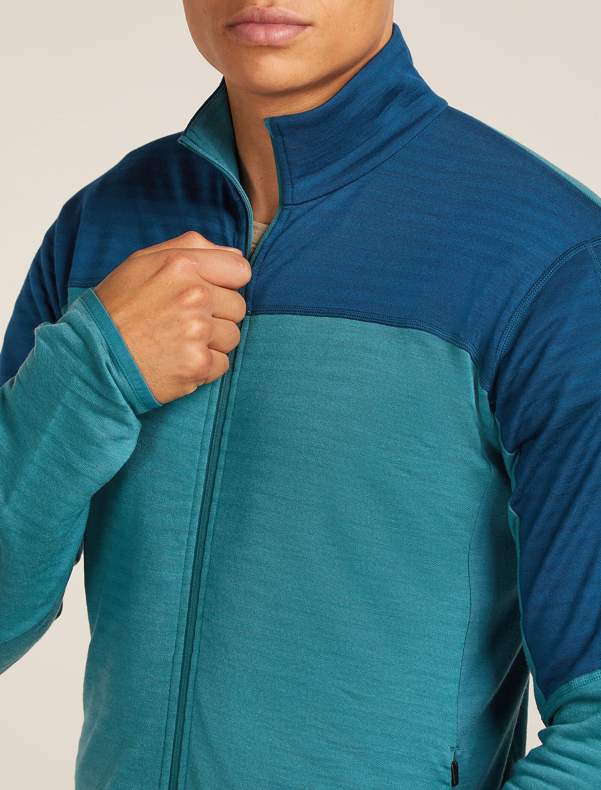 Men's Merino Blend 300 RealFleece™ Descender Long Sleeve Zip Jacket Topaz/Atlantis - 6