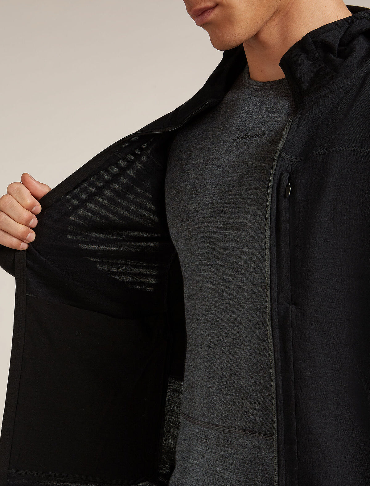 Men's Merino Blend 300 RealFleece™ Descender Long Sleeve Zip Hoodie Black - 10