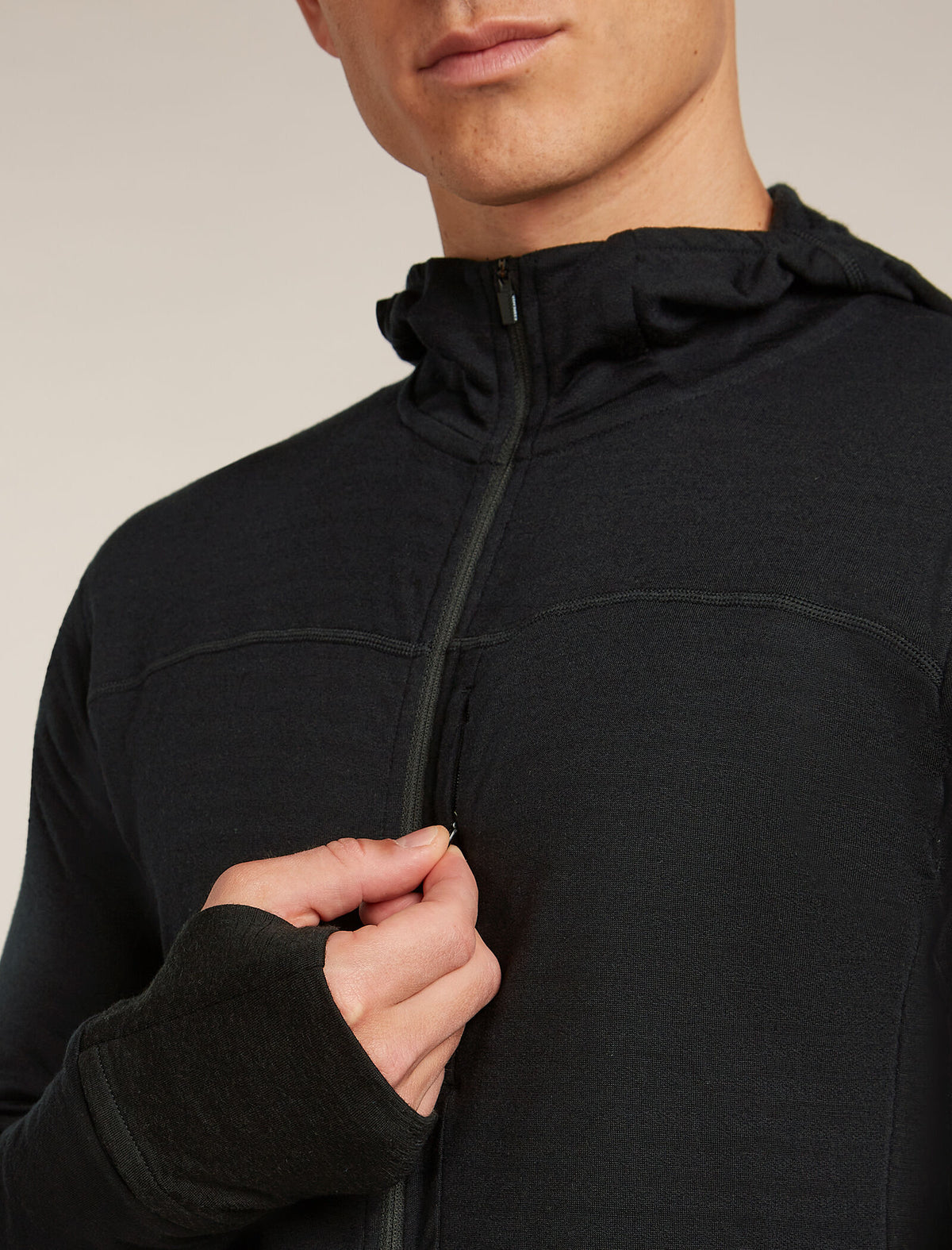 Men's Merino Blend 300 RealFleece™ Descender Long Sleeve Zip Hoodie Black - 8