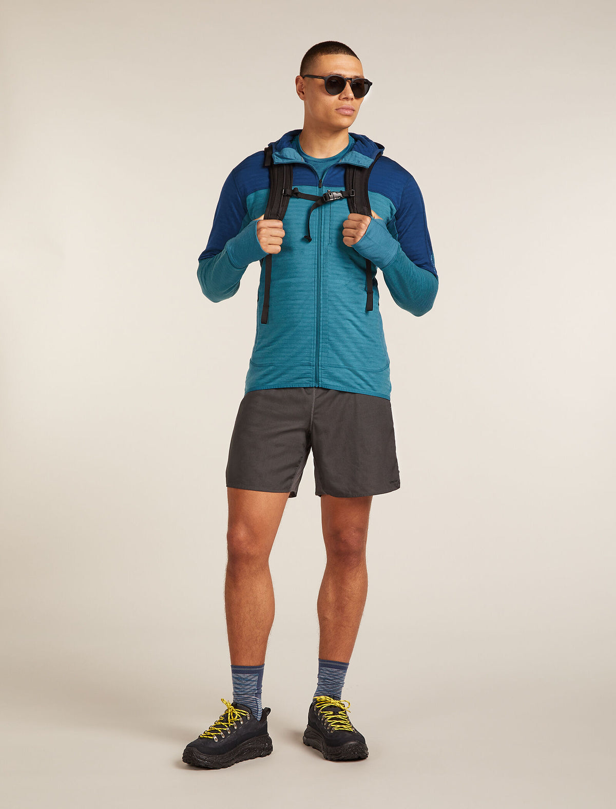 Men's Merino Blend 300 RealFleece™ Descender Long Sleeve Zip Hoodie Topaz/Atlantis - 4