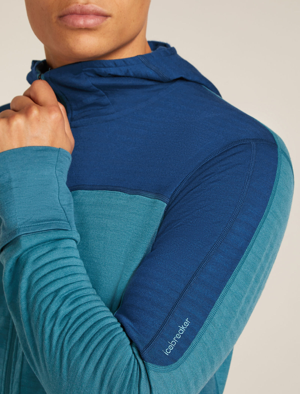 Men's Merino Blend 300 RealFleece™ Descender Long Sleeve Zip Hoodie Topaz/Atlantis - 5