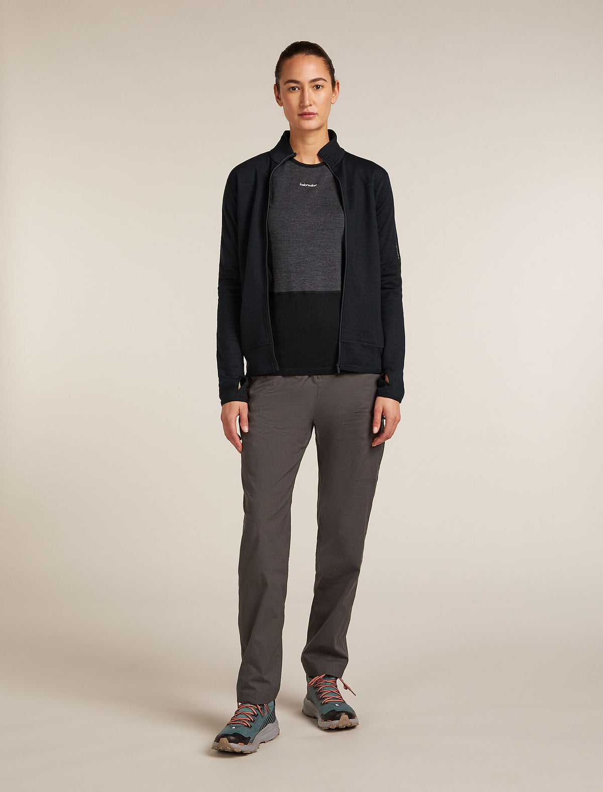 Women's Merino Blend 300 RealFleece™ Descender Long Sleeve Zip Jacket Black - 3