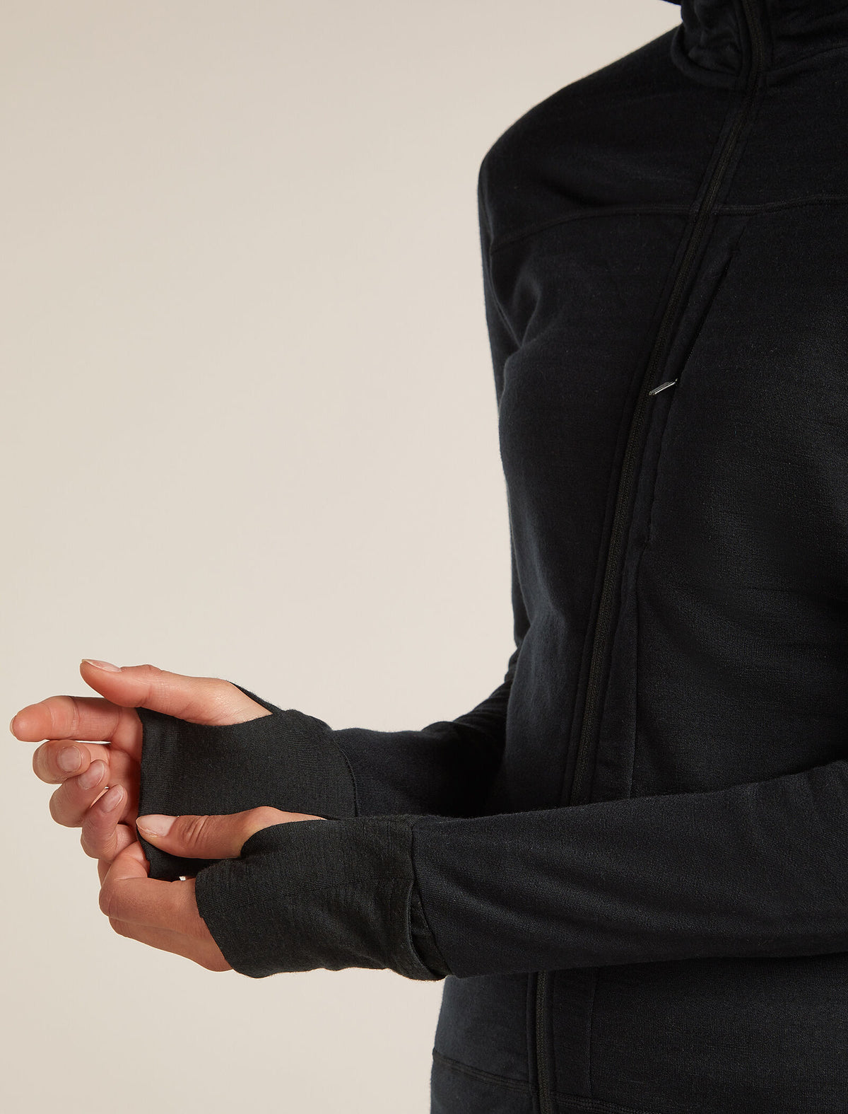 Women's Merino Blend 300 RealFleece™ Descender Long Sleeve Zip Hoodie Black - 6