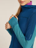Women's Merino Blend 300 RealFleece™ Descender Long Sleeve Zip Hoodie Topaz/Atlantis - 5