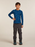 Kids’ Merino 200 Oasis Long Sleeve Crewe Thermal Top Snow Day Atlantis/Topaz - 4