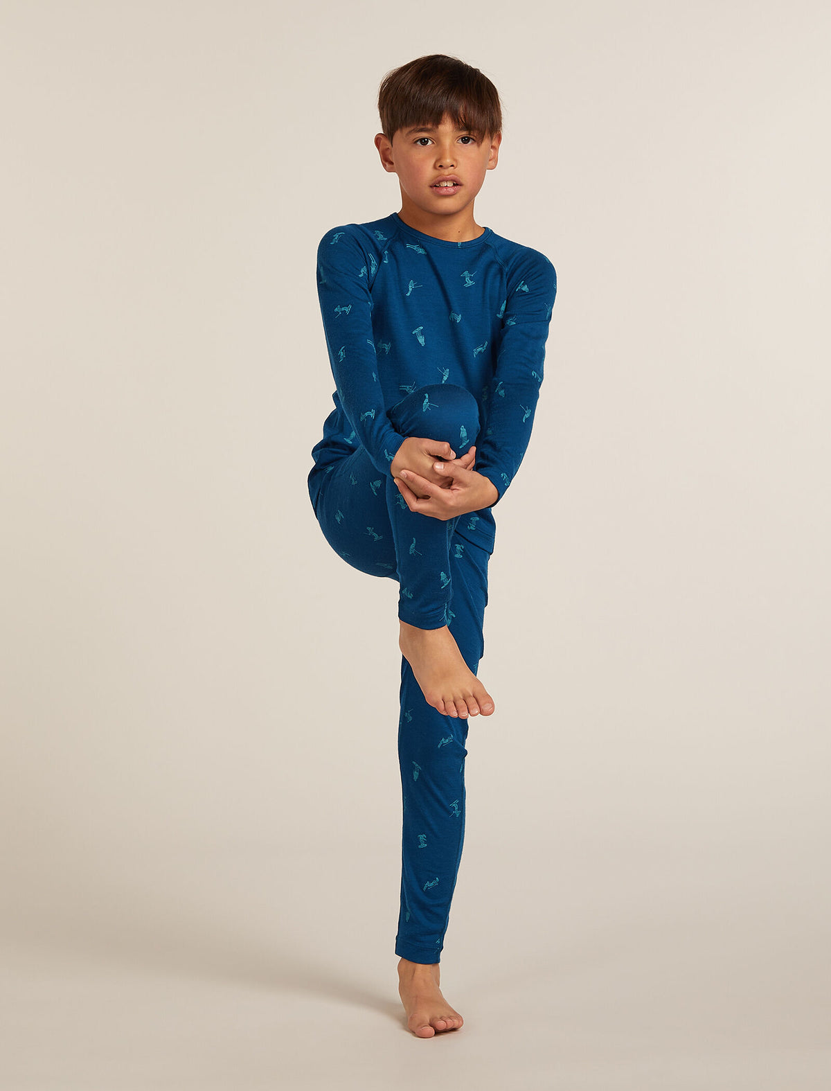 Kids’ Merino 200 Oasis Long Sleeve Crewe Thermal Top Snow Day Atlantis/Topaz - 5