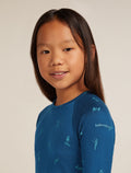 Kids’ Merino 200 Oasis Long Sleeve Crewe Thermal Top Snow Day Atlantis/Topaz - 7