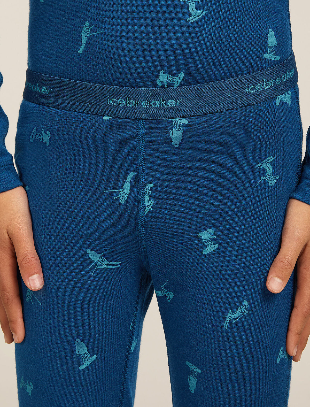Kids’ Merino 200 Oasis Thermal Leggings Snow Day Atlantis/Topaz - 3