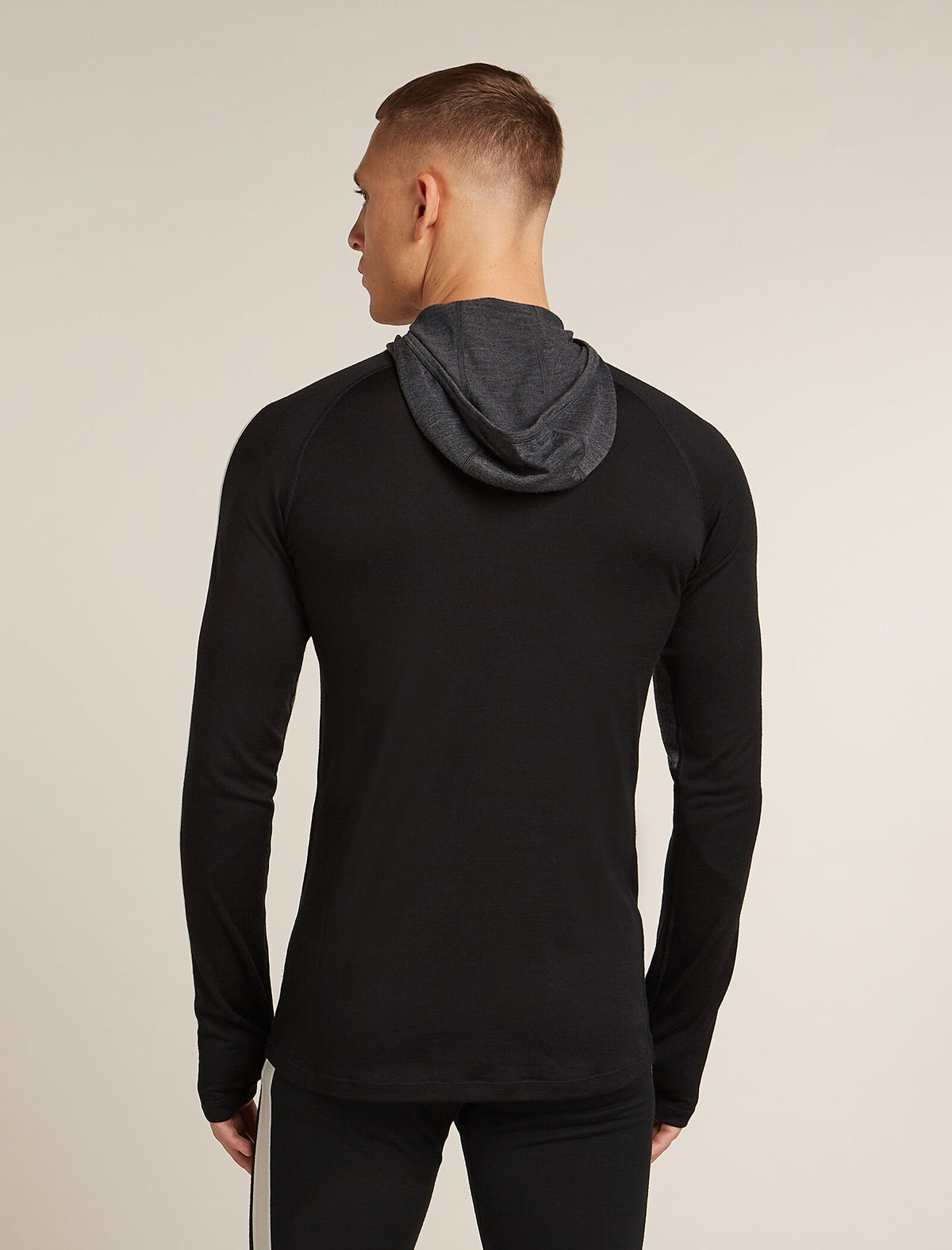 Men's Merino 200 Oasis+ Long Sleeve Half Zip Thermal Hoodie Black/Jet Heather - 2