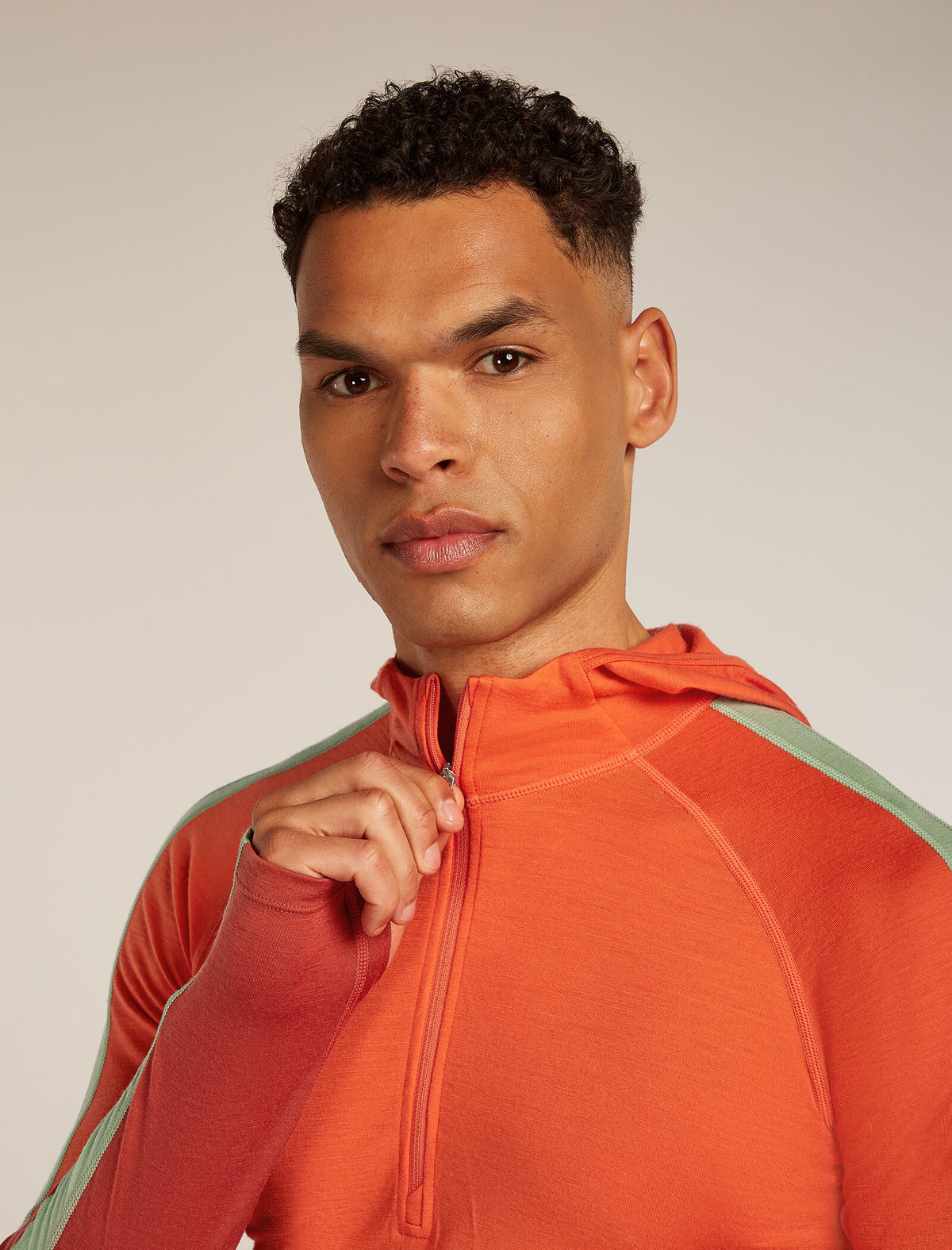 Men's Merino 200 Oasis+ Long Sleeve Half Zip Thermal Hoodie Agate/Fervid - 7