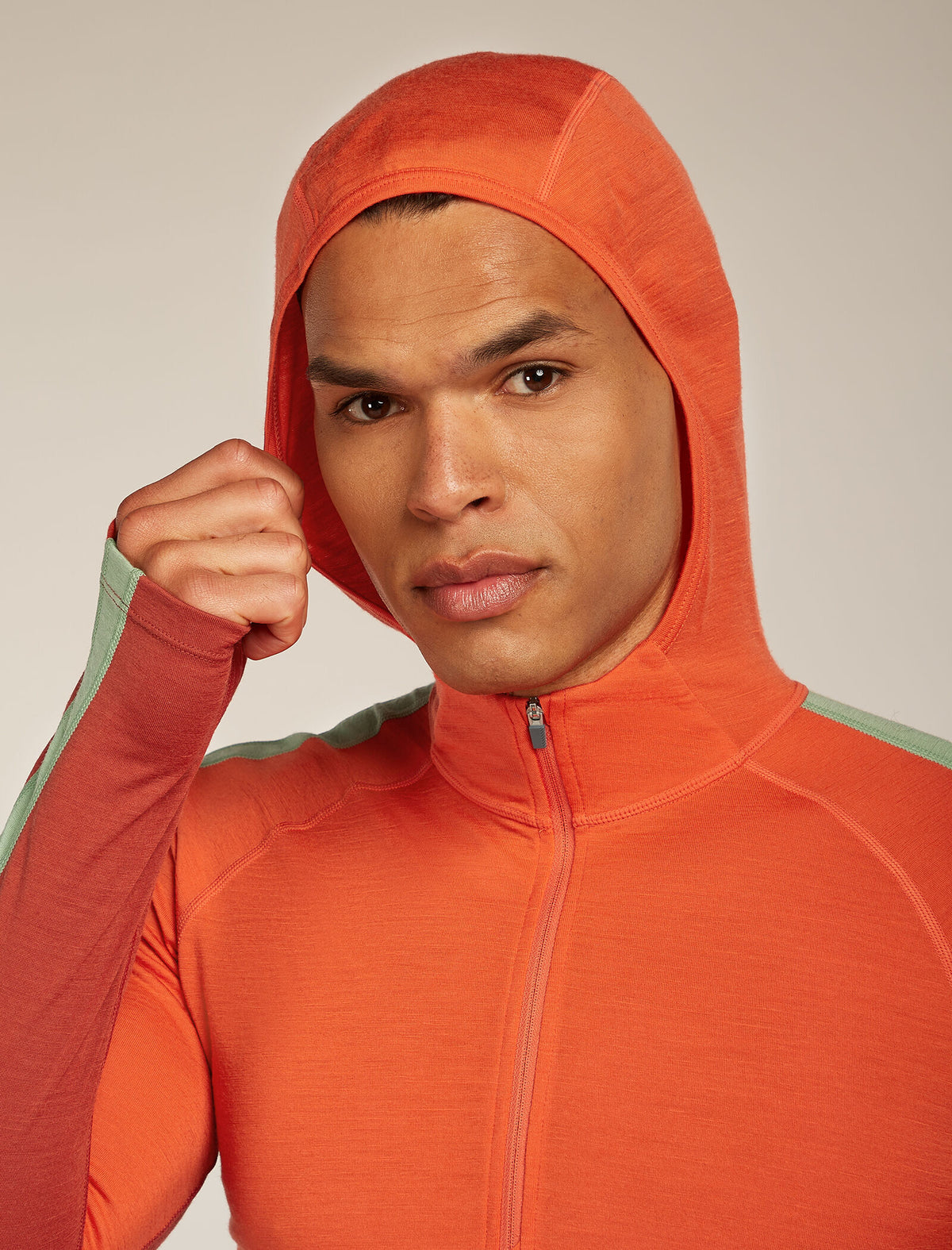 Men's Merino 200 Oasis+ Long Sleeve Half Zip Thermal Hoodie Agate/Fervid - 8