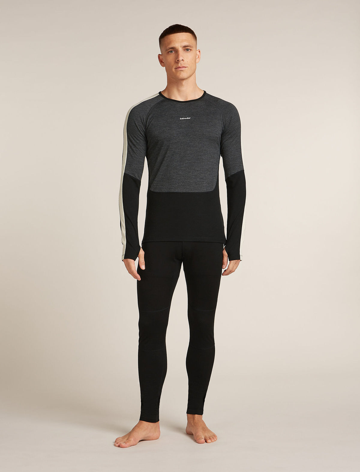 Men's Merino 200 Oasis+ Long Sleeve Crewe Thermal Top Black/Jet Heather - 3