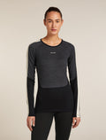 Women's Merino 200 Oasis+ Long Sleeve Crewe Thermal Top Black/Jet Heather - 1