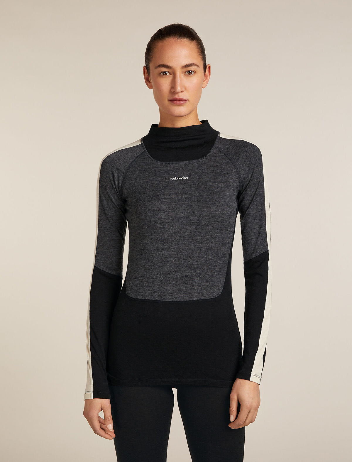 Women's Merino 200 Oasis+ Long Sleeve High Neck Thermal Top Black/Jet Hthr - 1