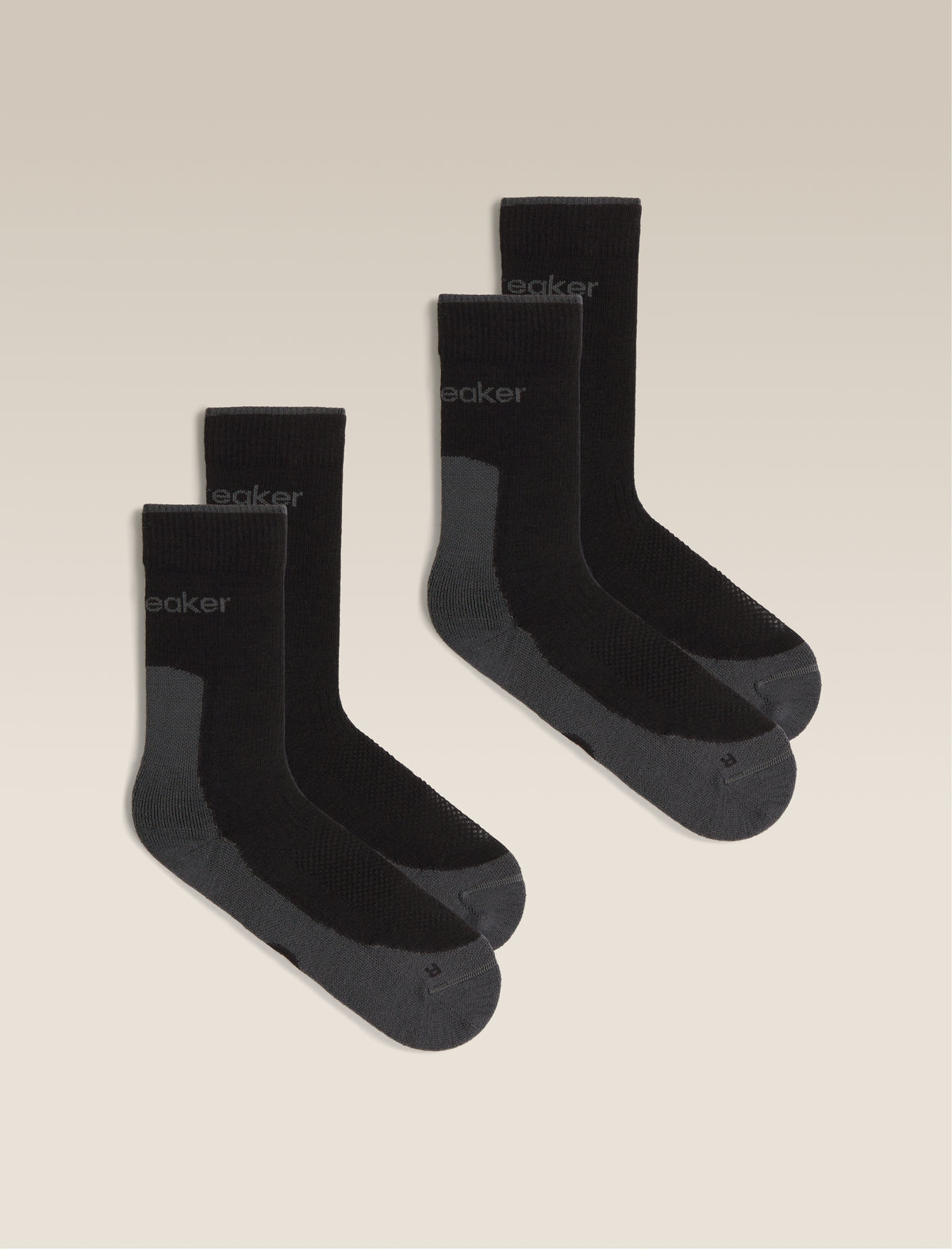 Men's Merino Hike+ Light Crew 2 Pack Socks Black/Obsidian - 1