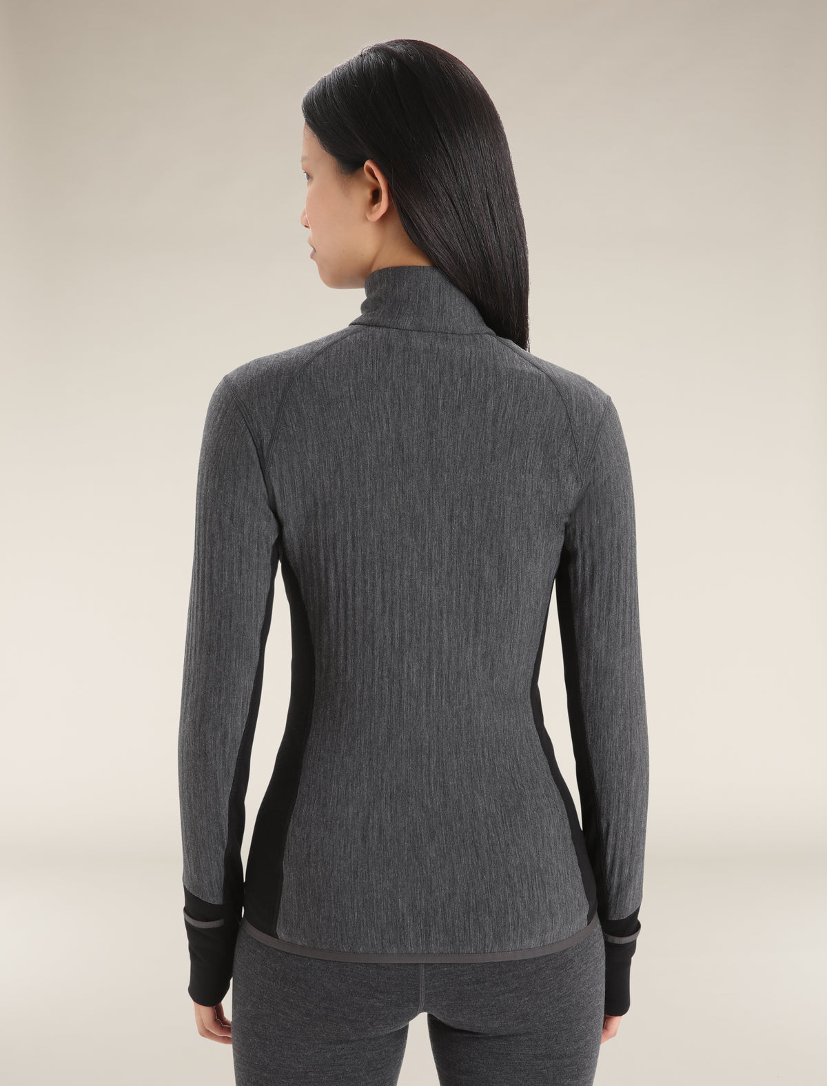 Women's Descender Long Sleeve Zip Jacket Jet Heather/Black - 2