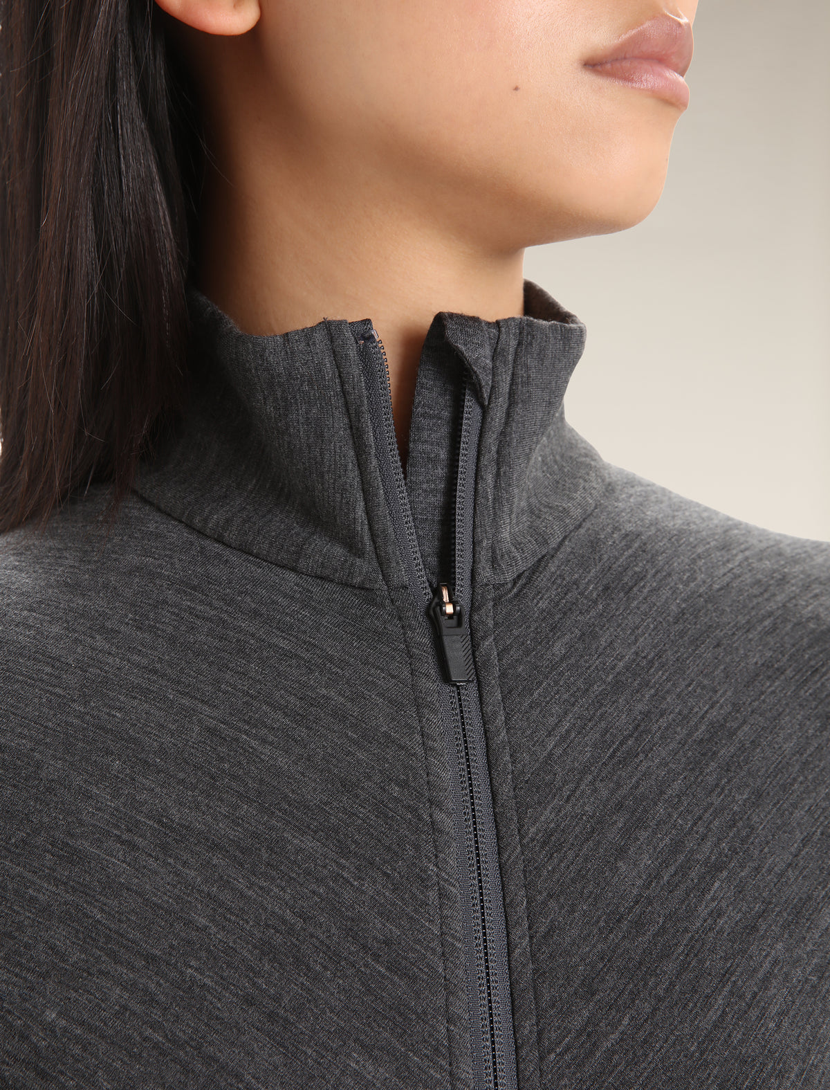Women's Descender Long Sleeve Zip Jacket Jet Heather/Black - 4