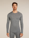 Men's Merino 200 Oasis Long Sleeve Crewe Thermal Top Gritstone Heather - 1