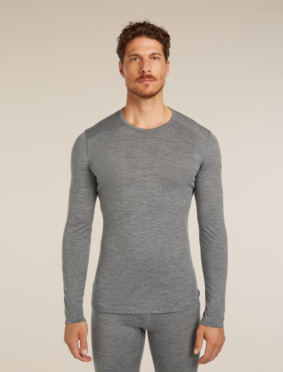 Men's Merino 200 Oasis Long Sleeve Crewe Thermal Top Gritstone Heather - 1