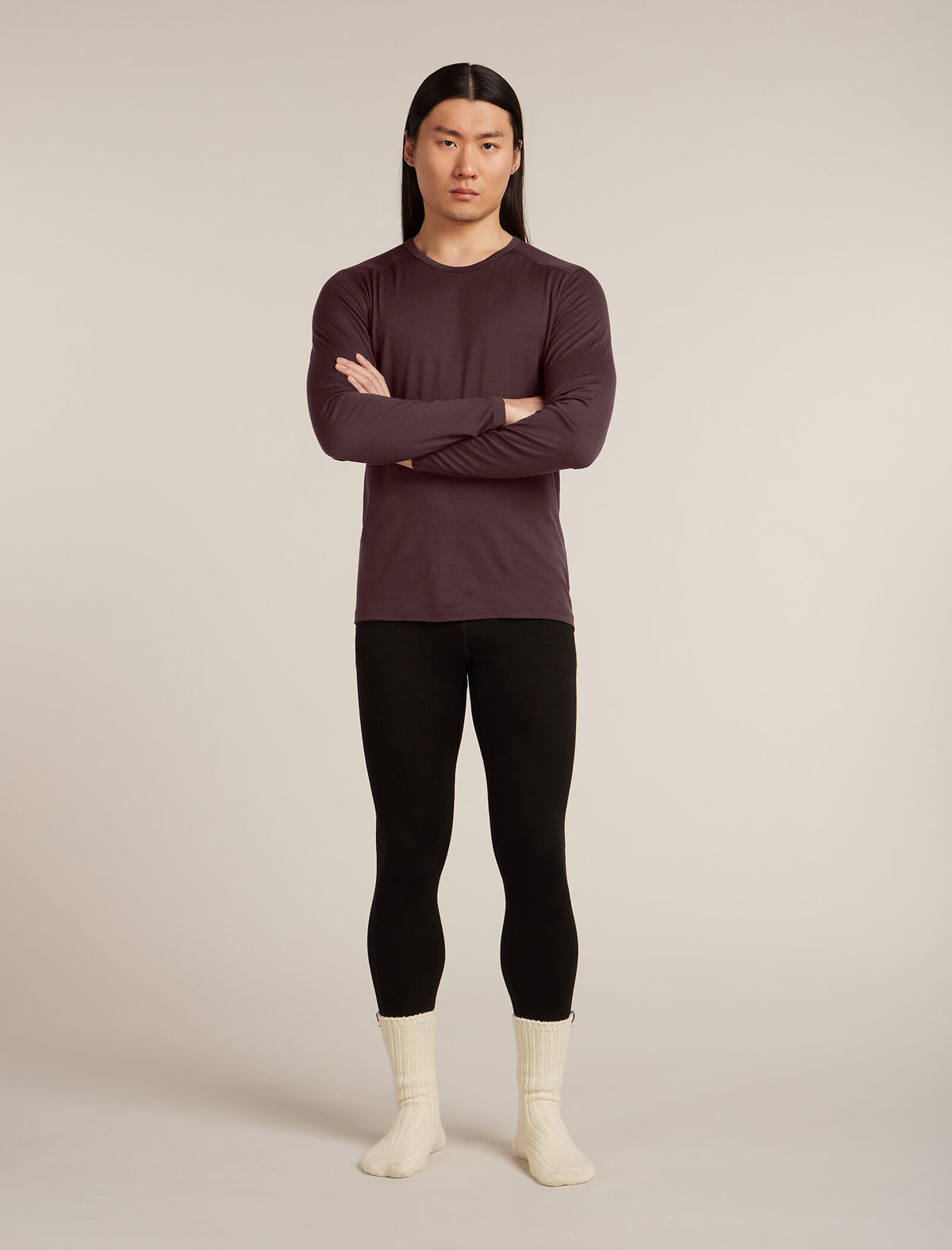 Men's Merino 200 Oasis Long Sleeve Crewe Thermal Top Java - 7