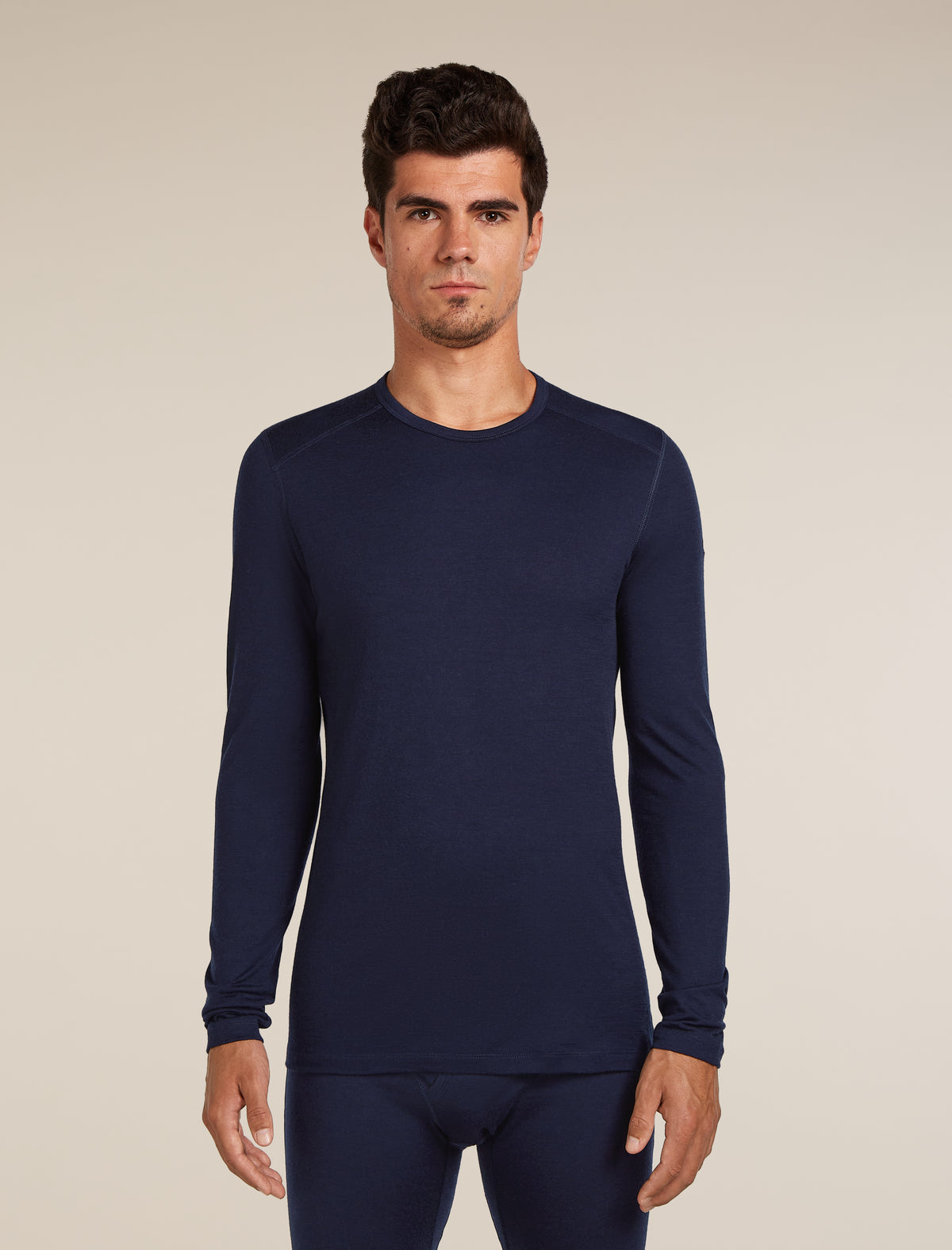 Men's Merino 200 Oasis Long Sleeve Crewe Thermal Top Midnight Navy - 1