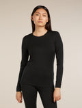 Women's Merino 200 Oasis Long Sleeve Crewe Thermal Top Black - 1