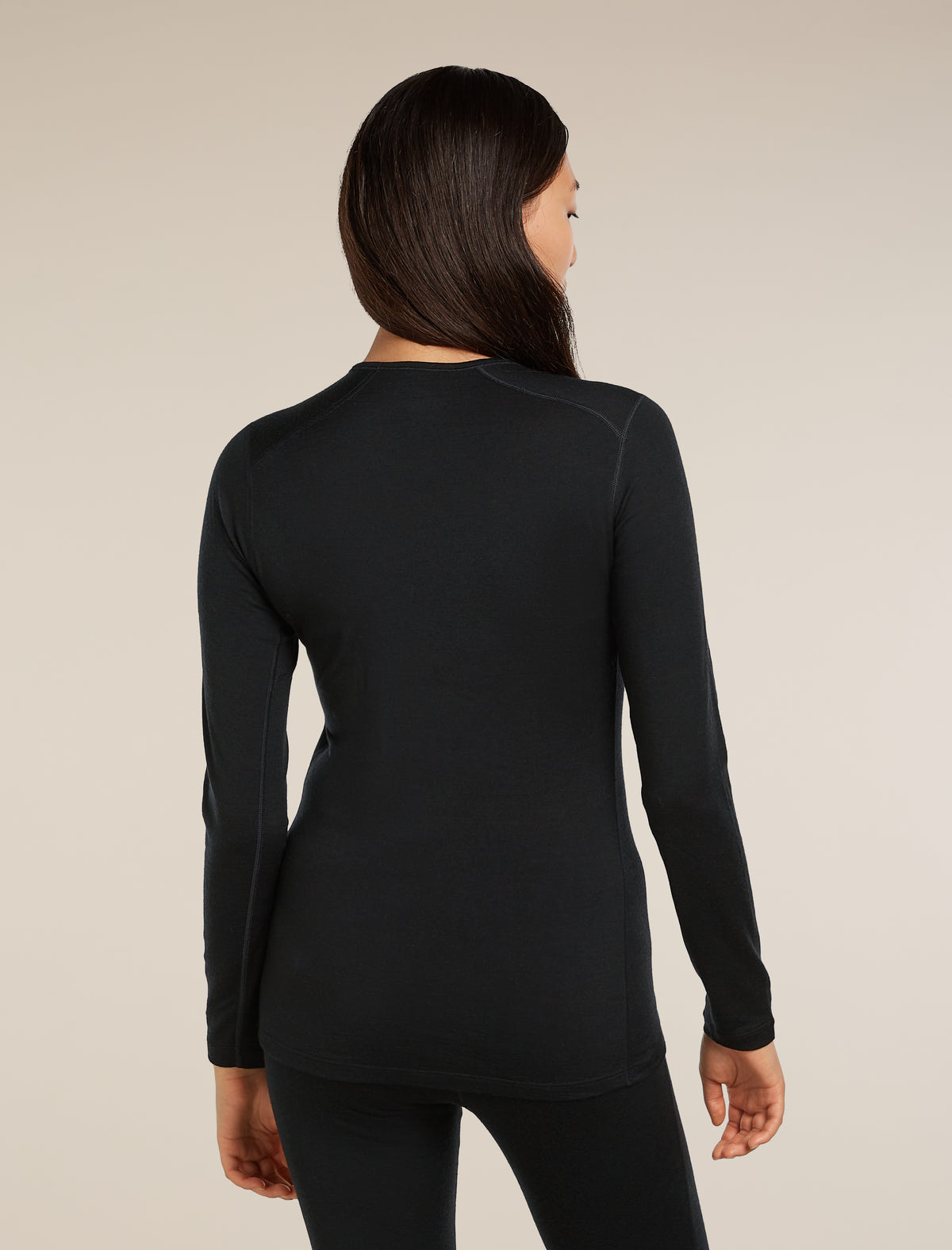 Women's Merino 200 Oasis Long Sleeve Crewe Thermal Top Black - 2