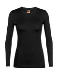Women's Merino 200 Oasis Long Sleeve Crewe Thermal Top Black - 10