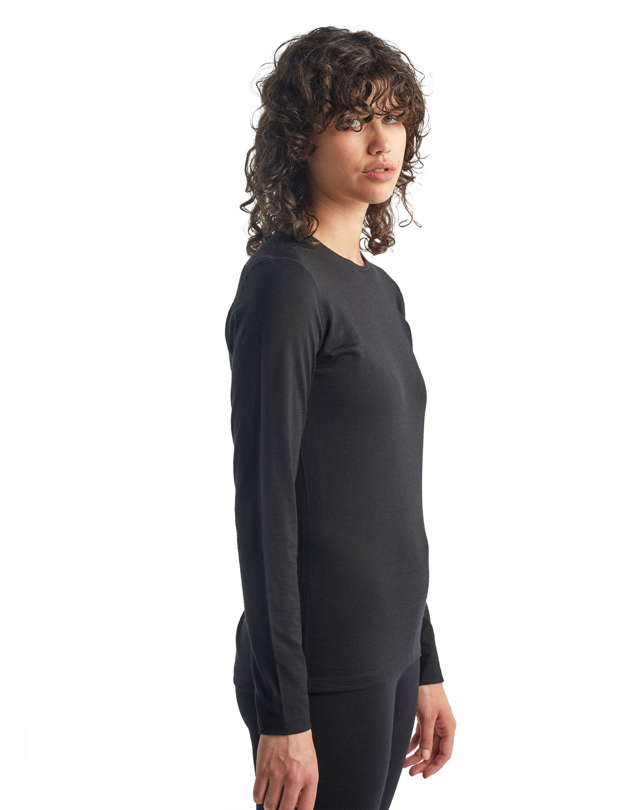Women's Merino 200 Oasis Long Sleeve Crewe Thermal Top Black - 6
