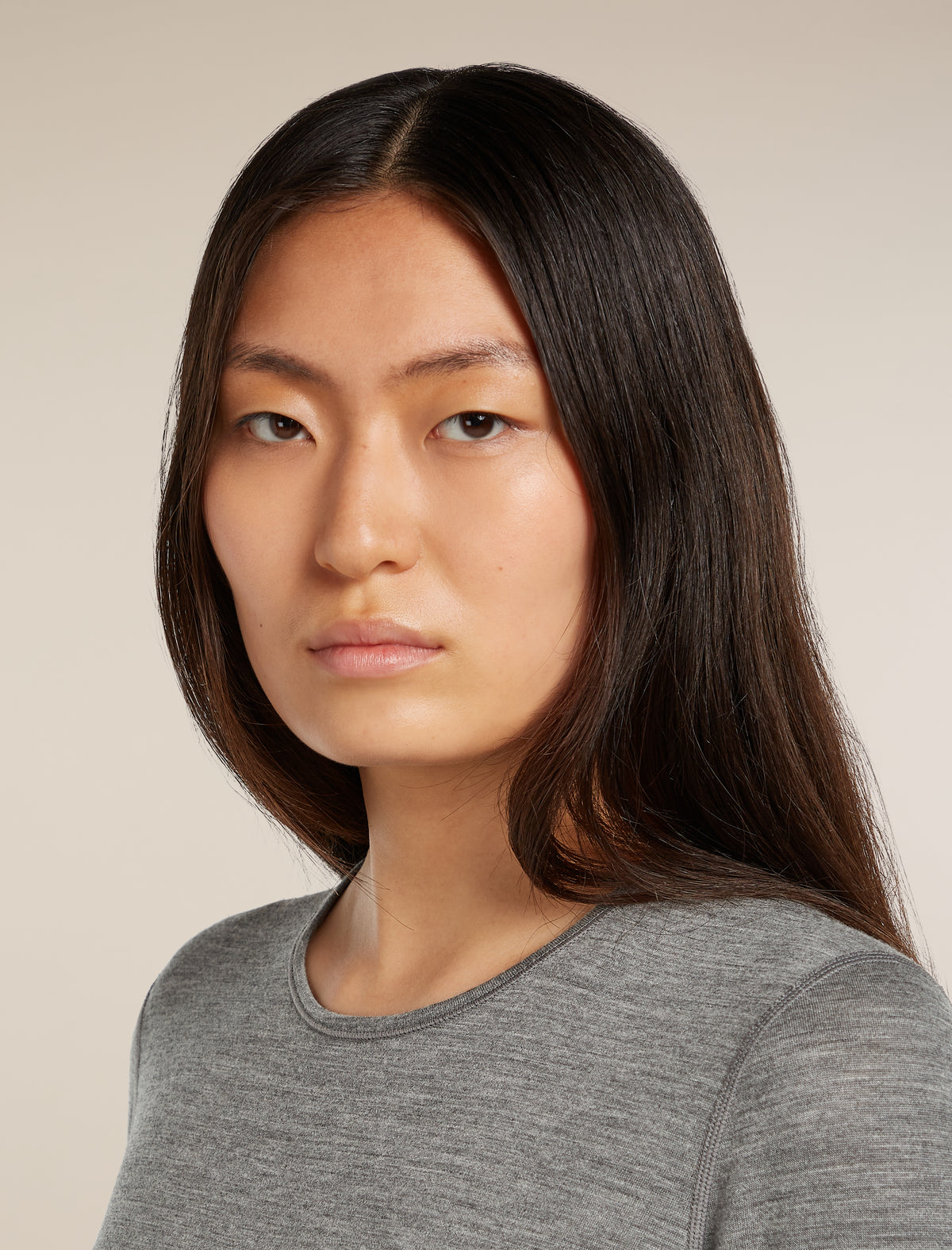 Women's Merino 200 Oasis Long Sleeve Crewe Thermal Top Gritstone Heather - 10