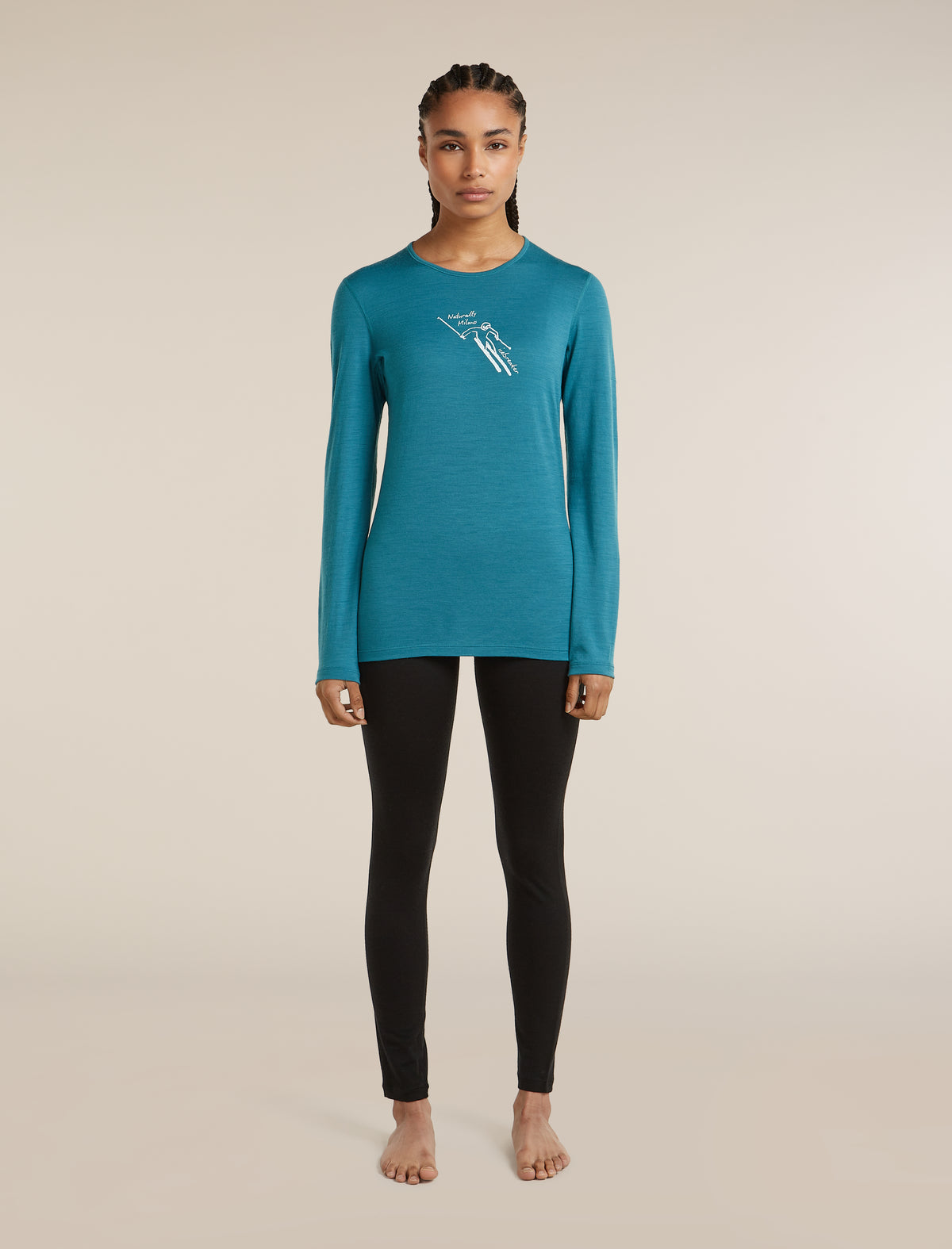 Women's Merino 200 Oasis Long Sleeve Crewe Thermal Top Topaz - 3