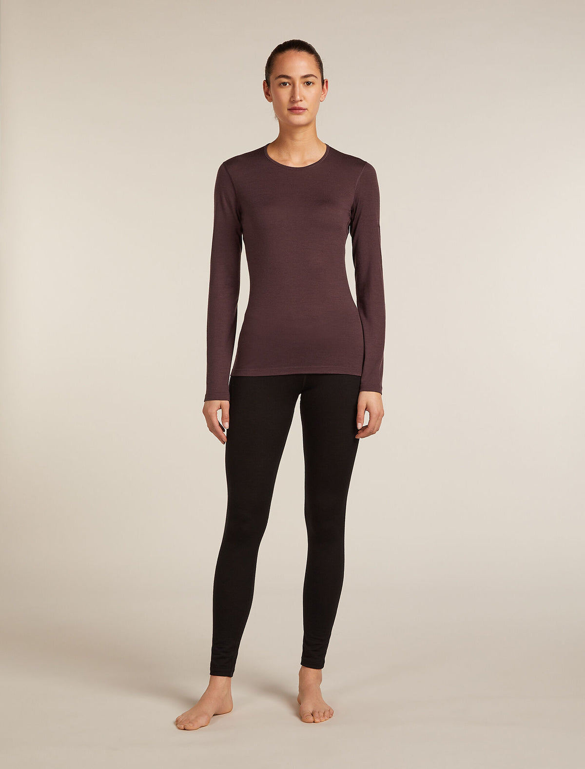 Women's Merino 200 Oasis Long Sleeve Crewe Thermal Top Java - 3