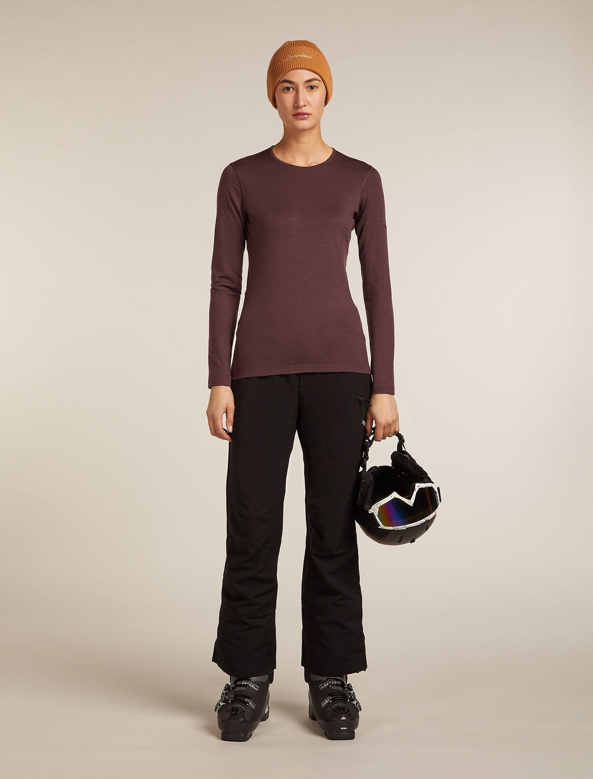 Women's Merino 200 Oasis Long Sleeve Crewe Thermal Top Java - 4
