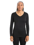 Women's Merino 200 Oasis Long Sleeve V Neck Thermal Top Black - 6