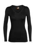 Women's Merino 200 Oasis Long Sleeve V Neck Thermal Top Black - 7