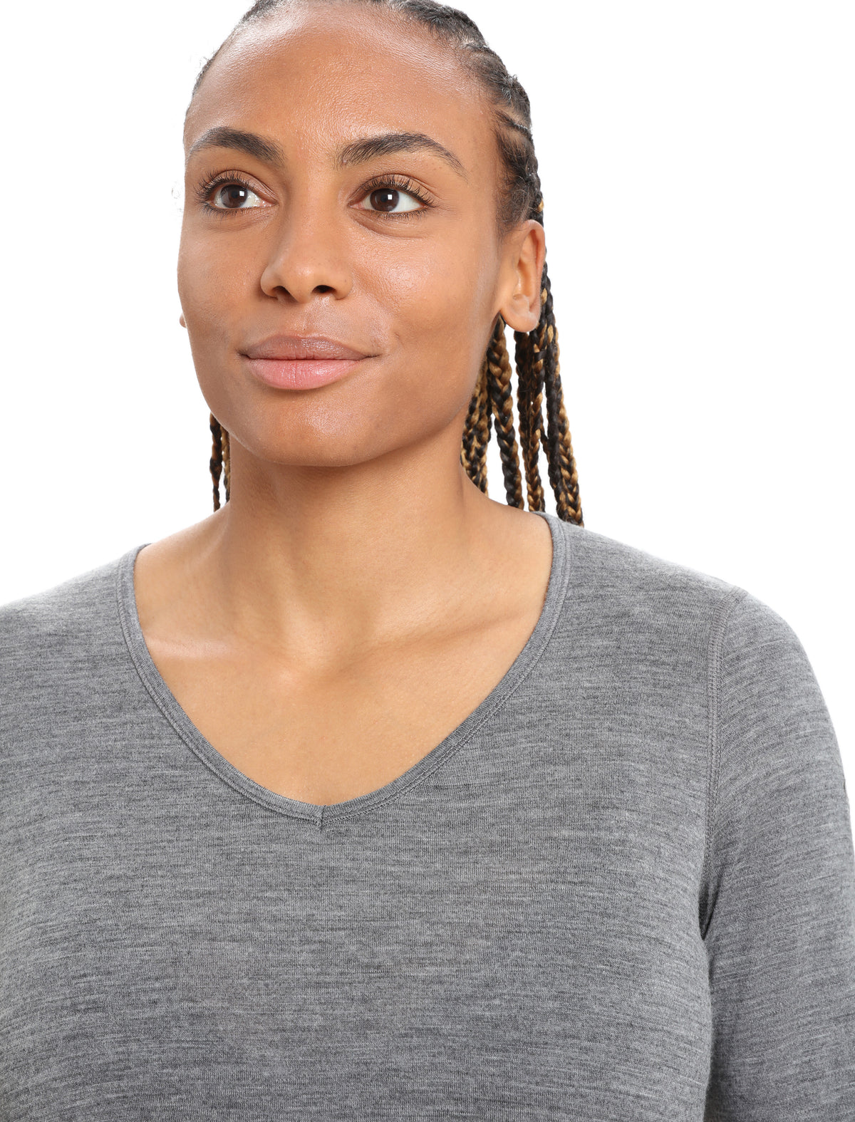 Women's Merino 200 Oasis Long Sleeve V Neck Thermal Top Gritstone Heather - 4