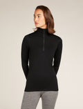 Women's Merino 200 Oasis Long Sleeve Half Zip Thermal Top Black - 1