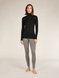 Women's Merino 200 Oasis Long Sleeve Half Zip Thermal Top Black - 4