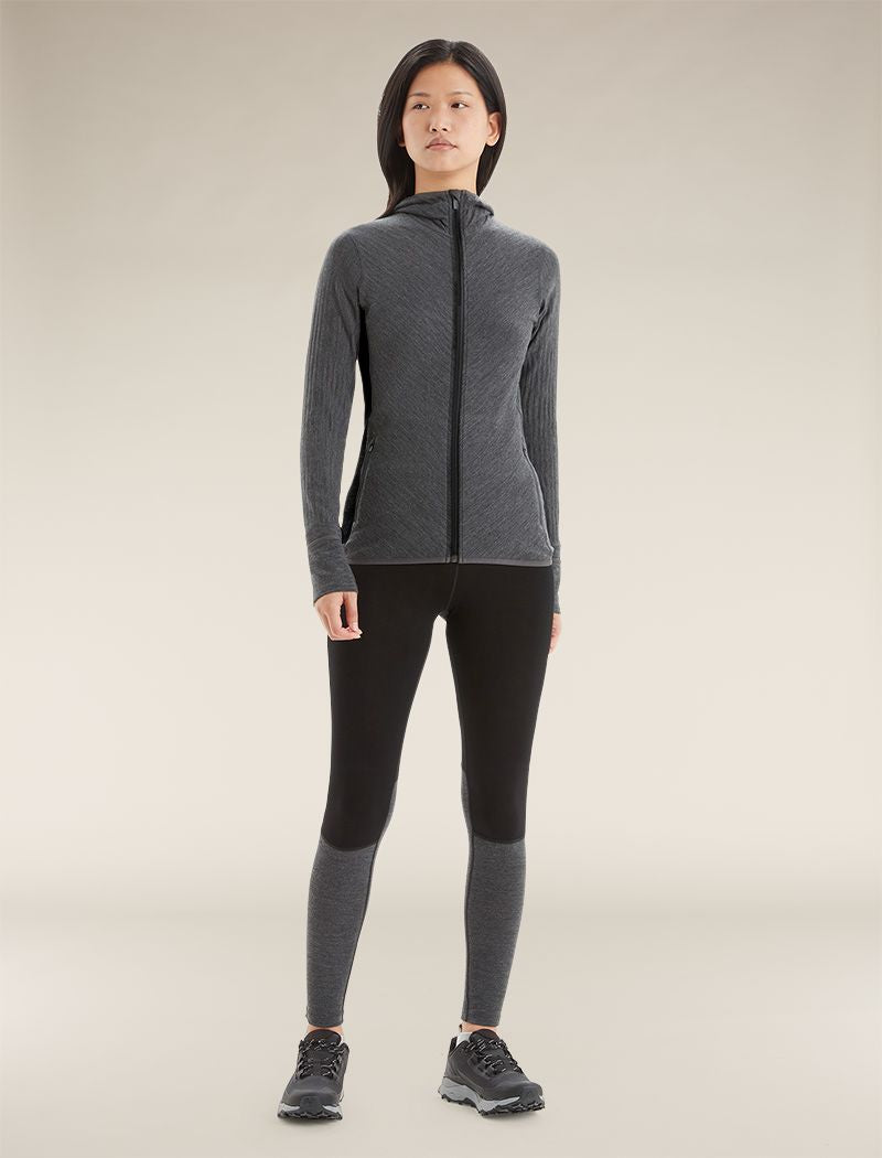 Women's Descender Long Sleeve Zip Hoodie Jet Heather/Black - 3