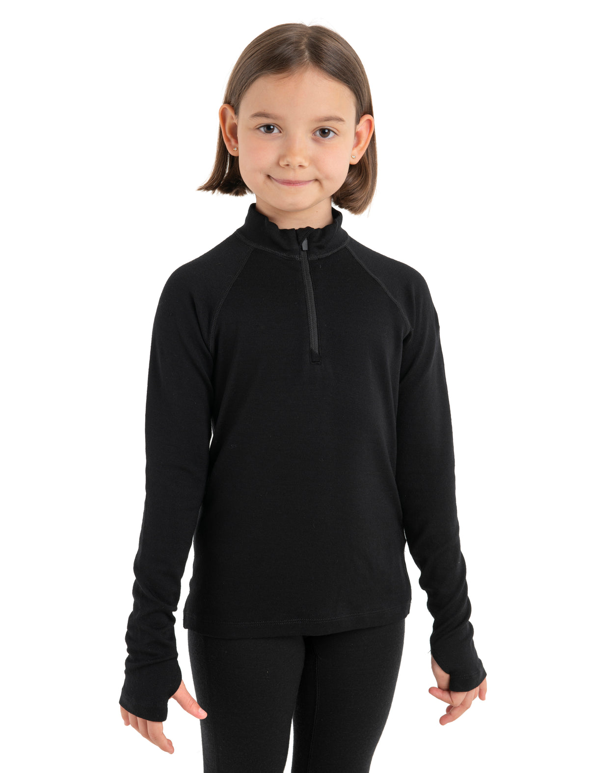 Kids’ Merino 260 Tech Long Sleeve Half Zip Thermal Top Black - 1