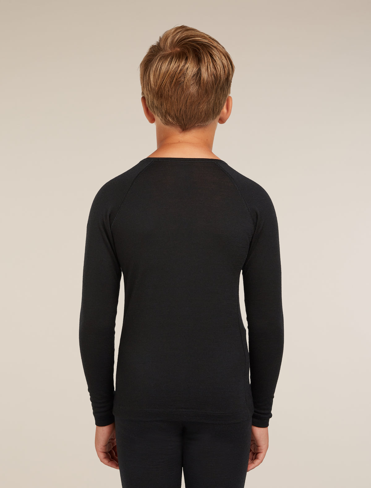 Kids’ Merino 200 Oasis Long Sleeve Crewe Thermal Top Black - 4
