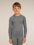 Kids’ Merino 200 Oasis Long Sleeve Crewe Thermal Top Gritstone Heather - 1